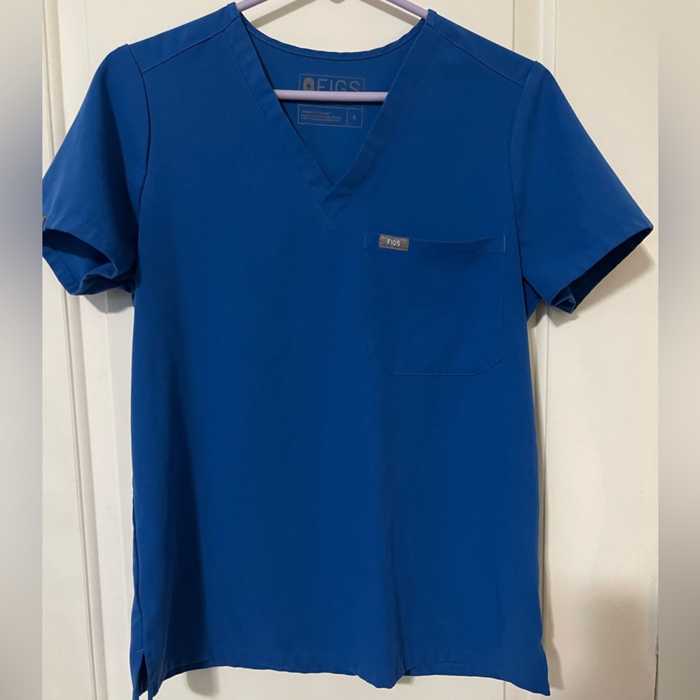 Figs Catarina scrub top small royal blue